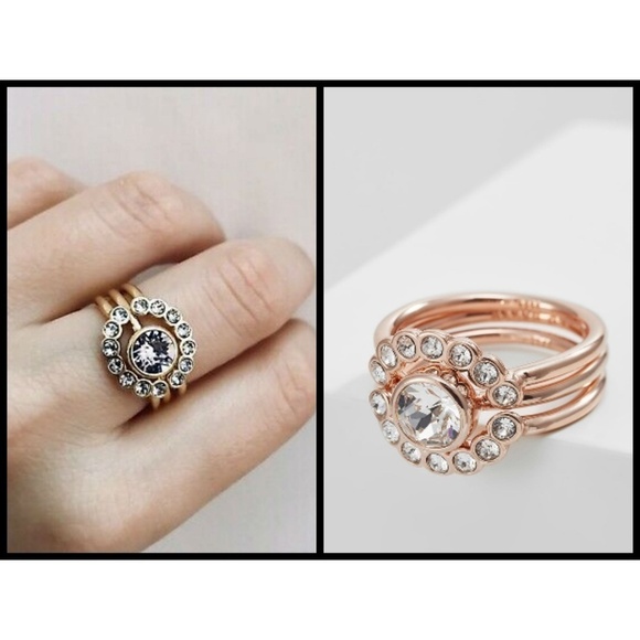 💕TED BAKER💕 Rose Gold Crystal Stacking Ring M/L NWT - Picture 3 of 8